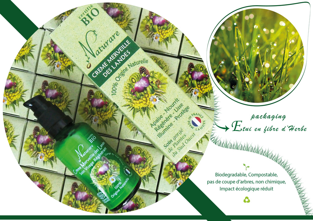 Packaging en fibre d'herbe biodégradable et compostable